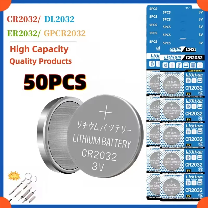 Bateria de lítio cr2032 de 200mah, cr 2032 dl2032 ecr2032, 3v, para brinquedos, relógio, calculadora, chave de carro, botão de controle remoto: green