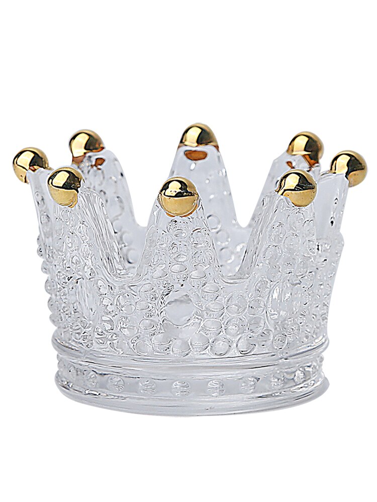 Glazen cosmetische opbergdoos badkamer bureau kroon schoonheid ei bladerdeeg sleutel horloge sieraden lippenstift make-up organizer rek kandelaar: Kroon