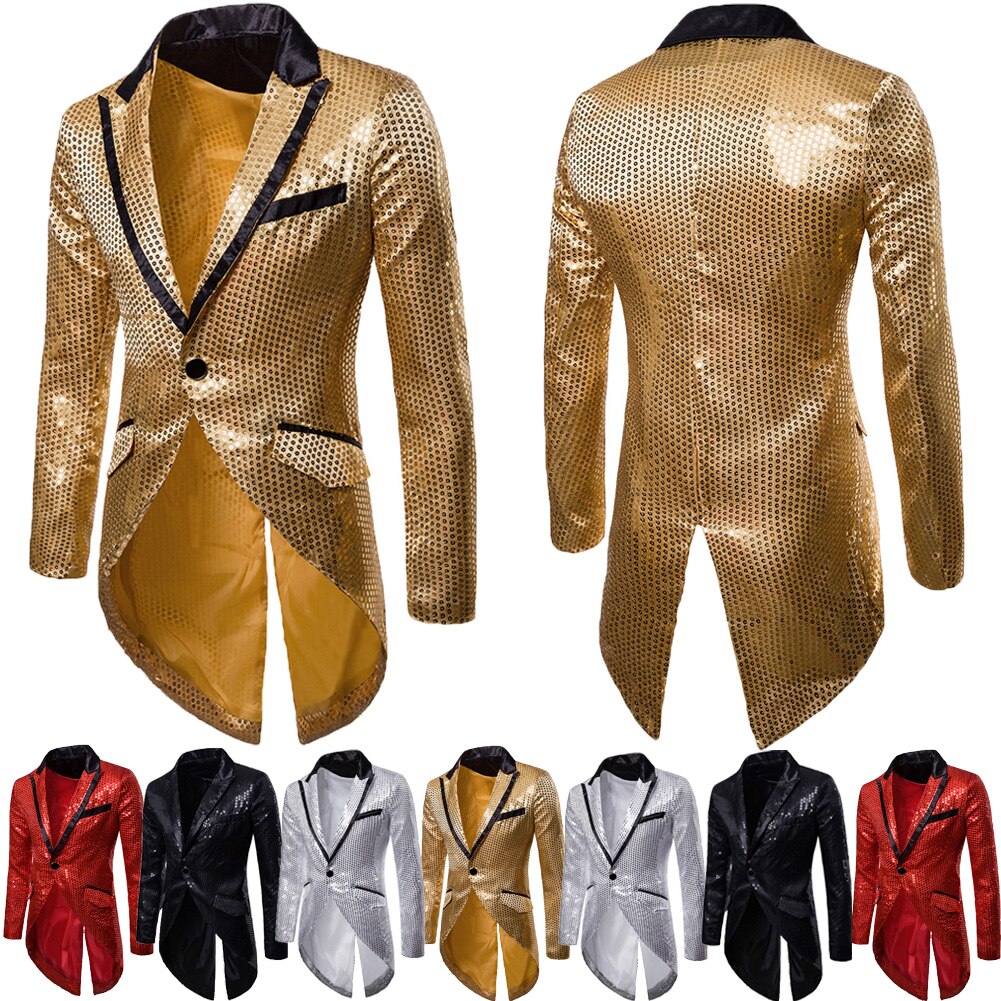 Mænds afslappet slim fit formel jakkesæt med én knap blazer frakke jakke fest mænd blazer hel kjole udføre kostume swallowtail