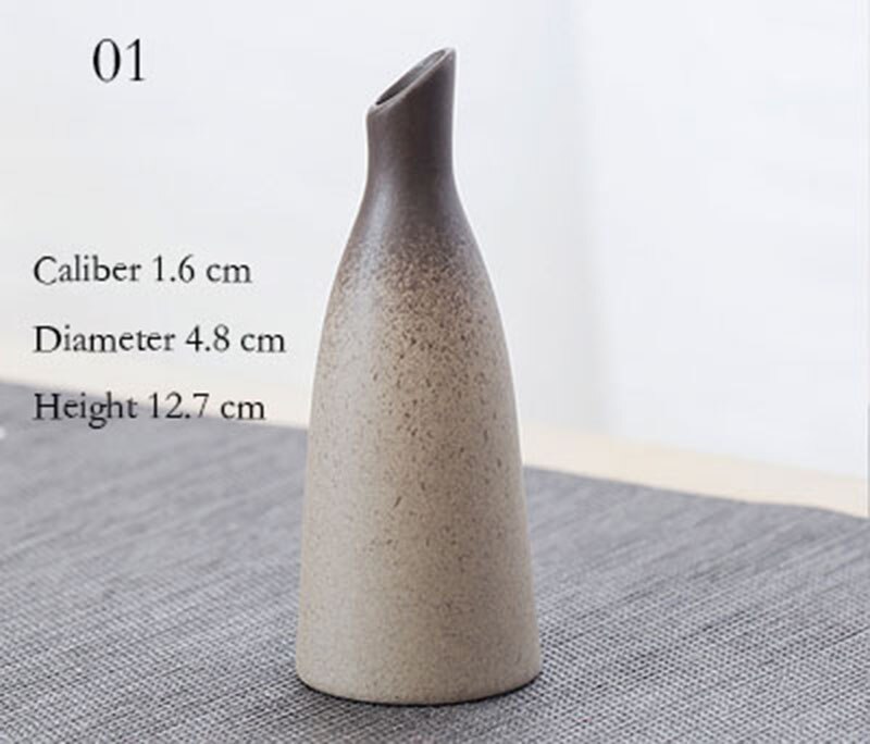Kleine stenen vaas chinese zen bloemhouder vintage gedroogde bloemen bloem keramische decoratie huis tuin eenvoudige vazen: 01