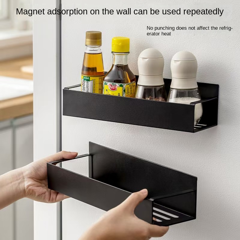 Magnetisches Lagerregal für Küchenkühlschränke, seitliche Aufbewahrung, externer Magnet, magnetisches Lagerregal, Gewürzregal, Badezimmer, Waschen