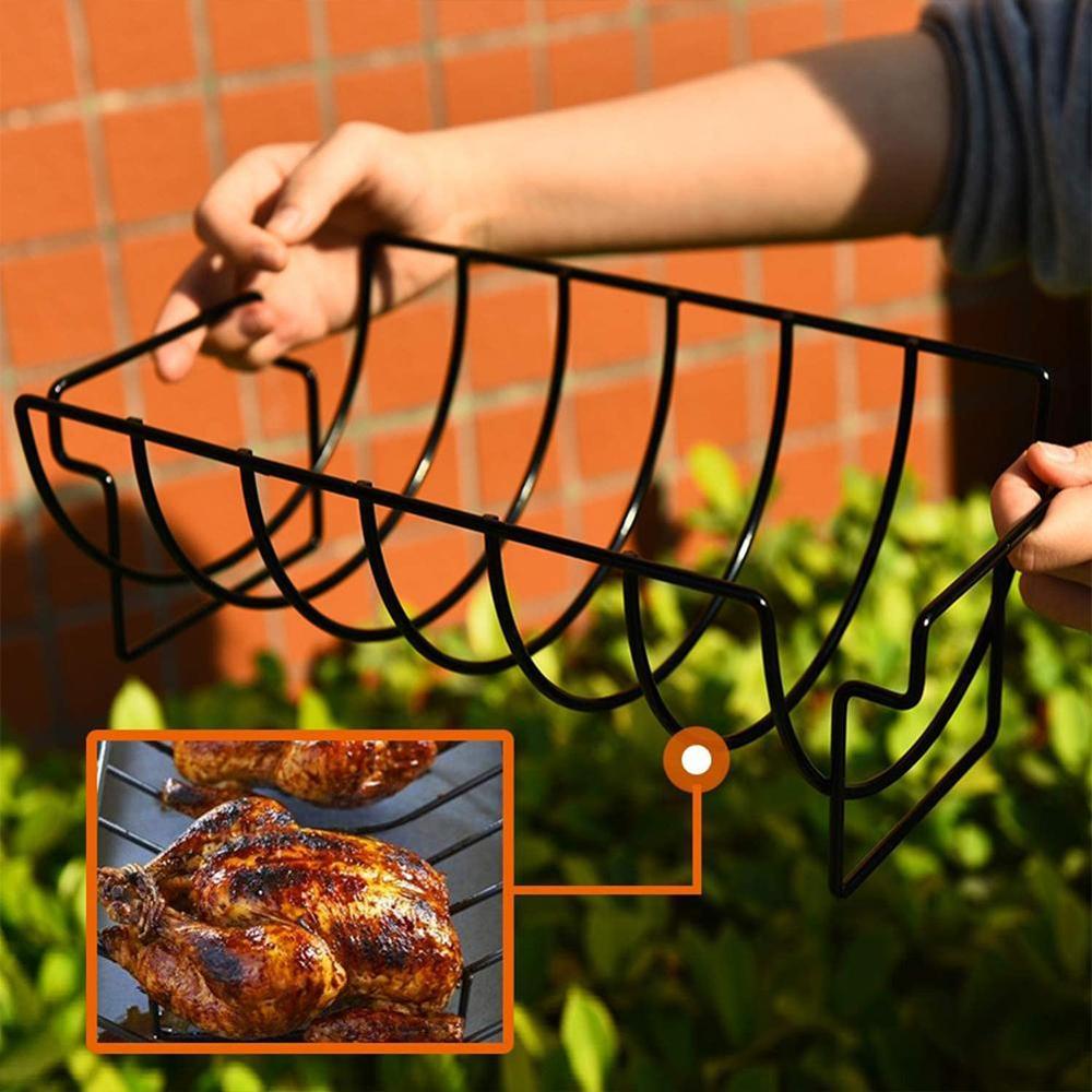 Non-stick Rvs Steak Rack Stand Houders Rib Grillen Stuff Roosteren Keuken Gereedschap Accessoires Bbq Barbecue Rotis A5A7