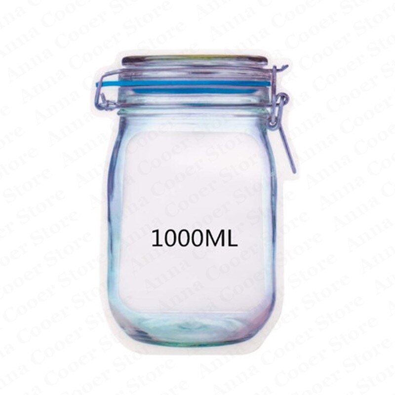 Bolsas reutilizables para frascos de vidrio, bolsas para nueces, dulces, galletas, bolsas selladas para almacenar alimentos frescos, bolsas para refrigerios, organizador de cocina sellado.: Azul