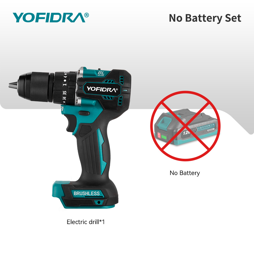 YOFIDRA 13mm 35 + 3 Drehmoment Bürstenlosen Elektrischen Schlagbohrmaschine Akku-Effiziente Elektrische Schraubendreher Werkzeug Für Makita 18V-21V Batterie: Gelb