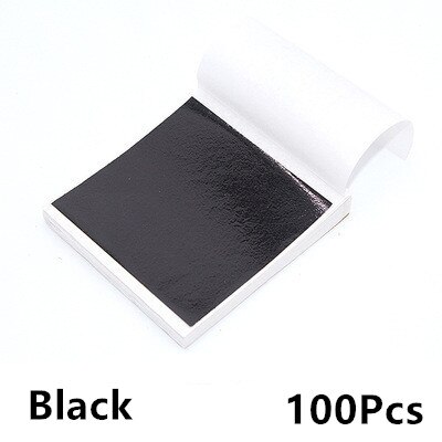 9X9Cm 100 Vel Art Craft Imitatie Gold Sliver Folie Papers Kleurrijke Bladgoud Vellen Vergulden Diy Craft decor Vergulden Decoratie: Black 100Pcs