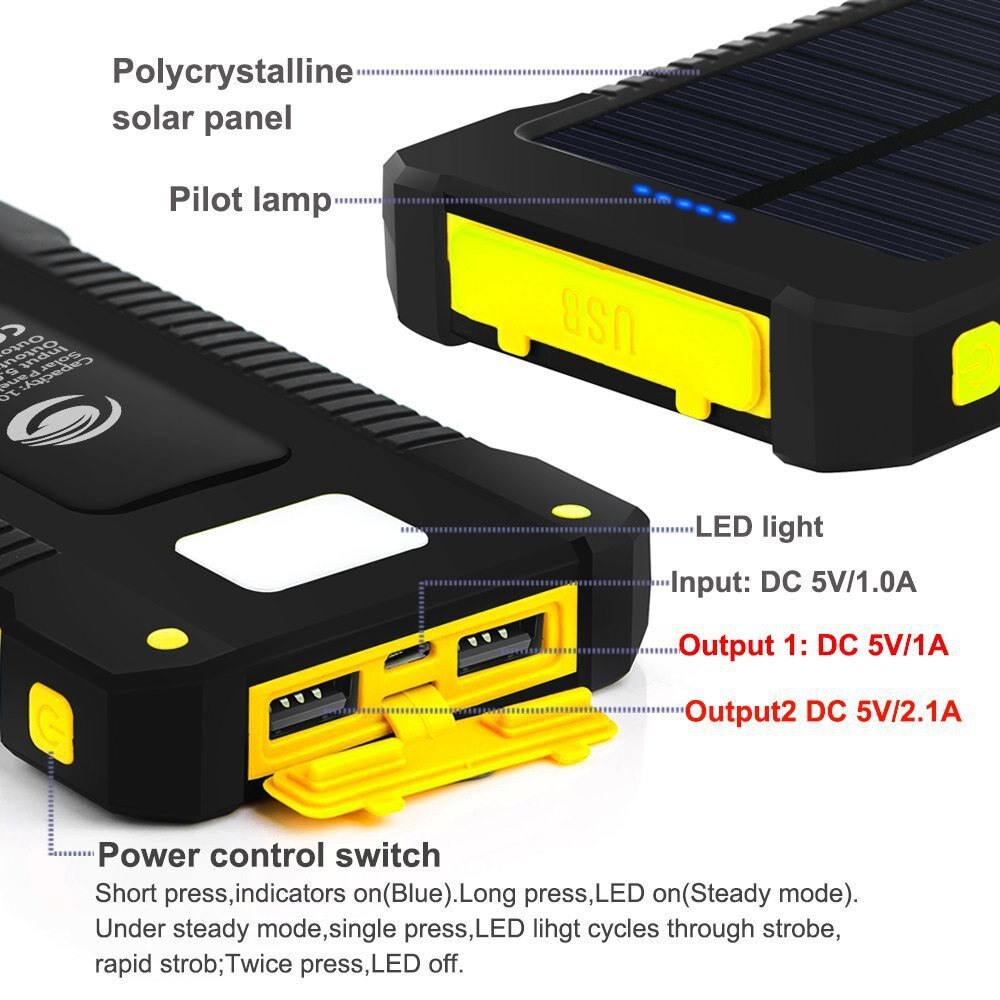 Waterdichte Solar Power Bank Real 20000 Mah Dual Usb Externe Polymer Batterij Oplader Outdoor Licht Lamp Powerbank Ferisi