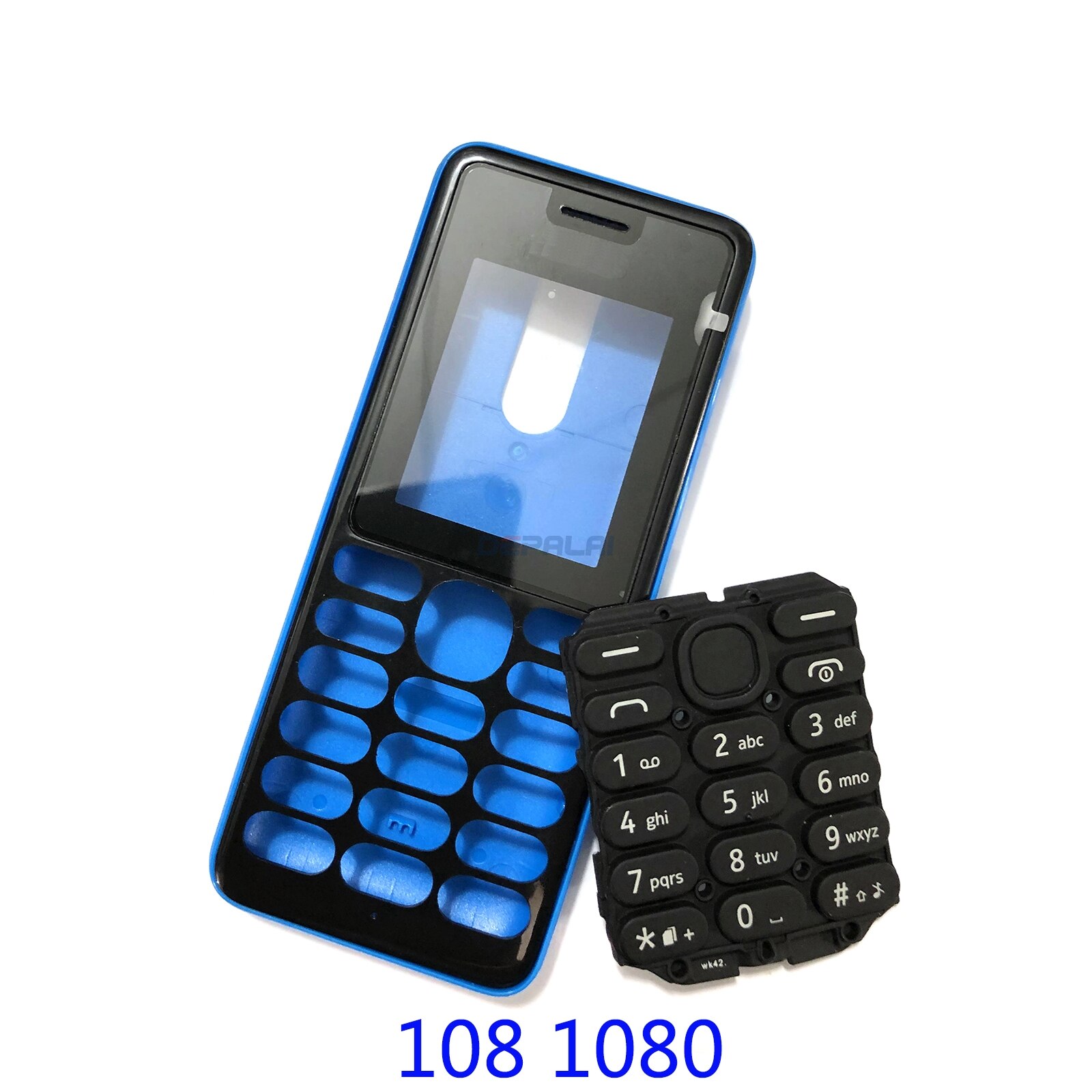 Pour Nokia 106 TA-1114 boîtier complet de téléphone portable face au boîtier batterie porte arrière clavier anglais: 108 1080 Blue