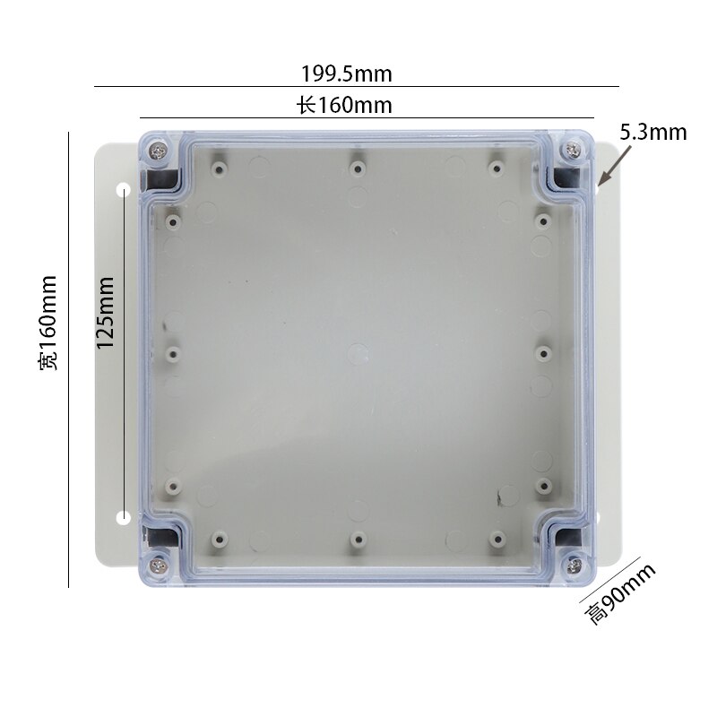 160*160*90MM Small Size IP65 Plastic Project Waterproof Junction Box: Transparent