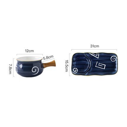 Assiette alimentaire en céramique, peinture à la main, sous glaçure japonaise, bols pour le petit déjeuner ensemble d'assiettes plateau en porcelaine vaisselle ménagère: Grey