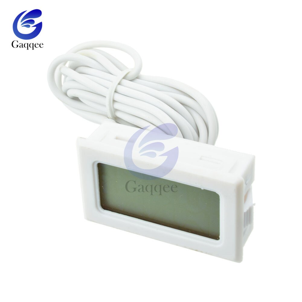 Mini Digital Thermometer1M/2M Cable Probe Freezer Thermometer Sensor Thermograph For Aquarium Refrigerator Kit Chen Bar Use: White With 2M Cable