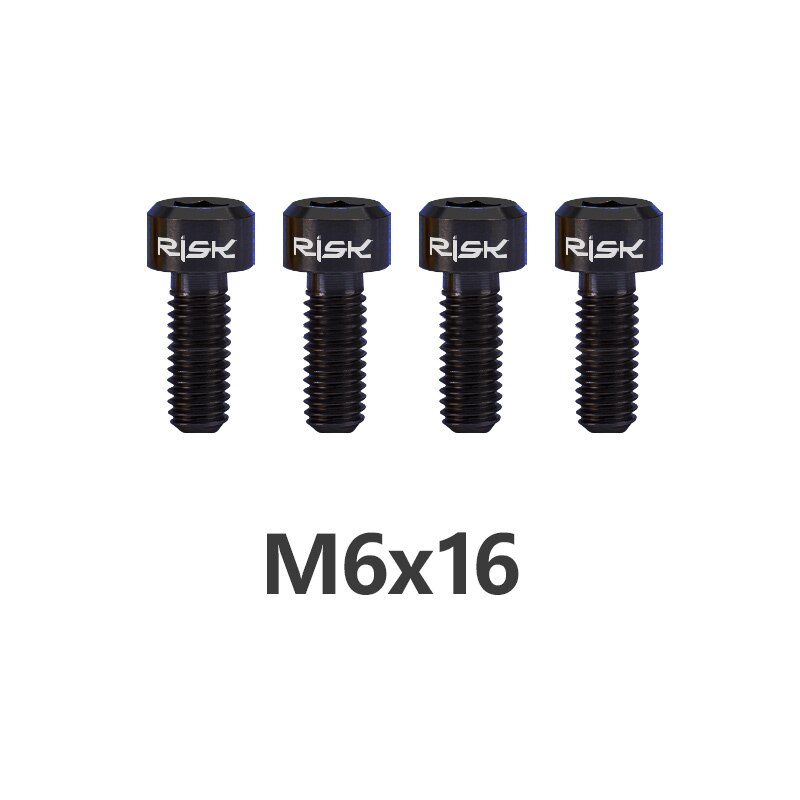RISK 4pcs M6x16/18/20mm 4 Colors Titanium Alloy Bicycle Disc Brake Clamp Bolt Suit For SLX XT MTB Bike Device Fixed Screw Bolts: M6x16mm Black