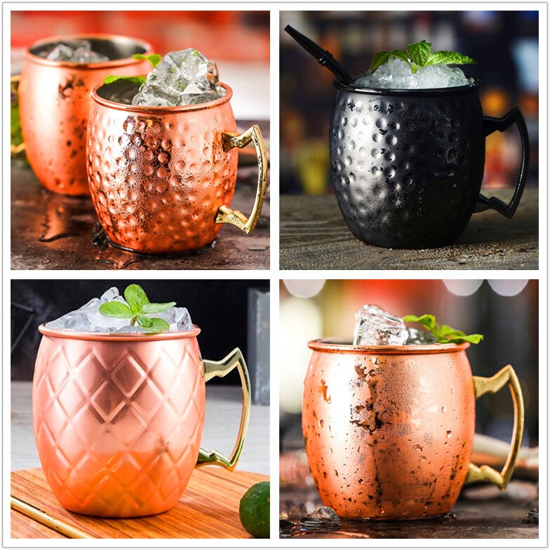 Kobber kop hamret tromle kop cocktail outlet 304 rustfrit stål øl kobber belagt moskva mule kop seje kopper