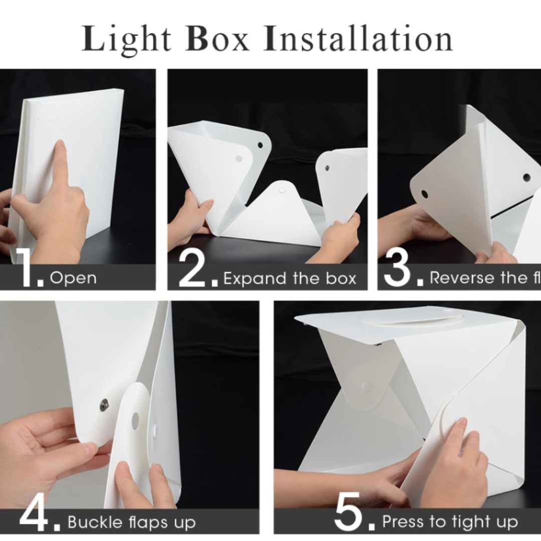 Mini caja de luz plegable RF07, Softbox de estudio fotográfico, 2 luces LED, 1 Kit de fondo LED para cámara DSLR