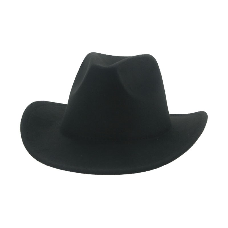 Fedoras-Sombrero de vaquero para hombre y mujer, sombrero de Cowboy, Panamá, Occidental, color Camel sólido, negro, fieltro, novedad, Invierno: black