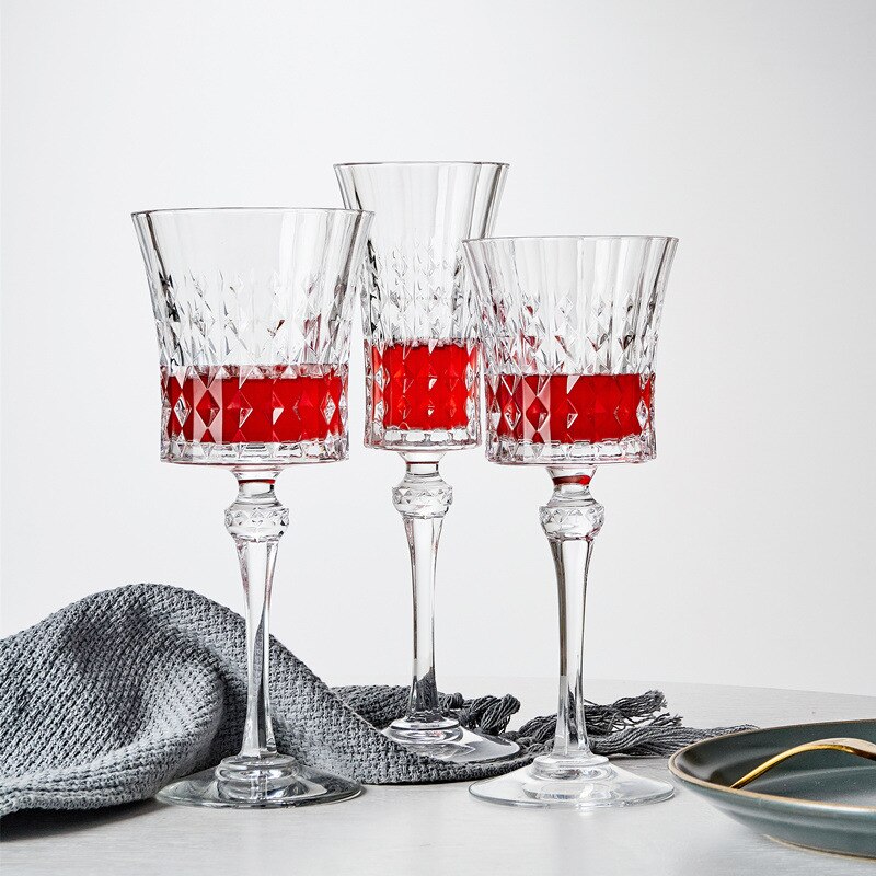 Copa de cristal tallada de estilo europeo, copas de vino de lujo con diamantes, para Bar, , hogar, Hotel