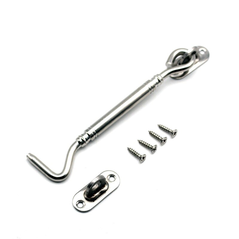 4/6/8 Inch Stainless Steel Hook Lock Sliding Door Universal Buckle Lock Cabin Barn Hook Door Latch Lock Hook Window Catch Hook