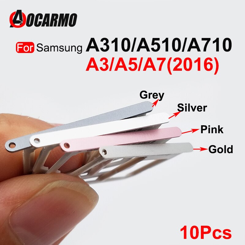 Aocarmo 10 stück dual-sim-micro-sd-kartensteckplatz-leserhalter für samsung galaxy  a3 a5 a7 a310 a510 a710 ersatzteil