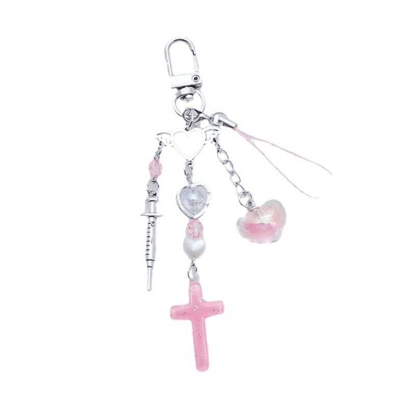 Llavero gótico Y2K para teléfono, colgante Kawaii, accesorio bonito para bolso, correa de guitarra, cordón con cuentas: Amarillo claro