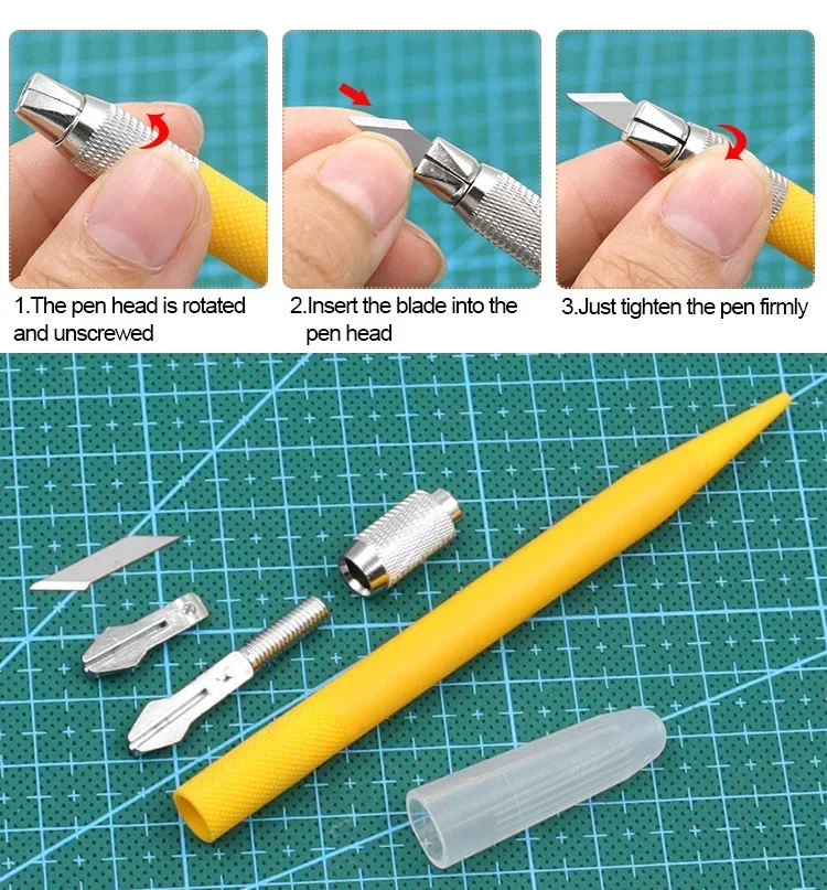 Craft Cutting Tools with Triangle Ruler 360 Degree Rotating Blade Scrapbooking Cutting Tool Art Utility Knife Pen Paper Cutter