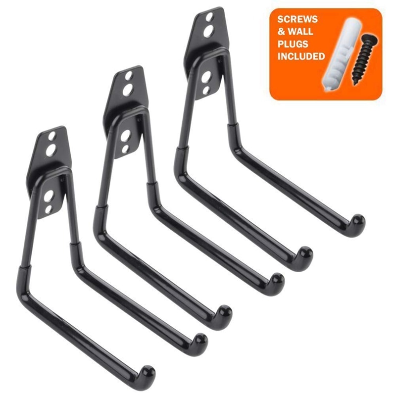 HUHOLE Set van 6 U-haken om vast te schroeven, zwart, zeer