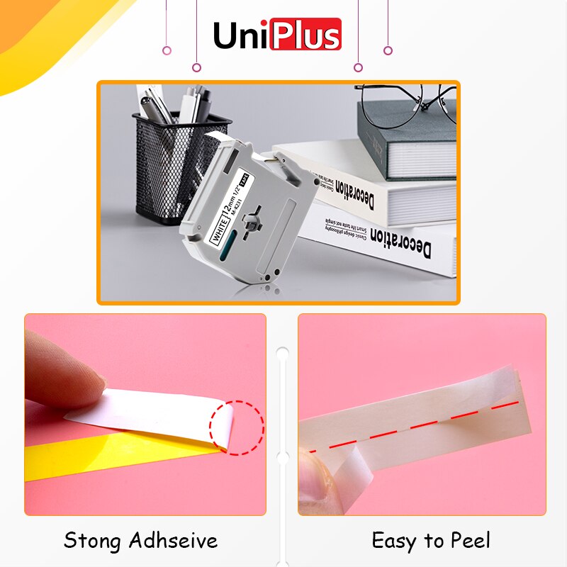 UniPlus 12mm Labeling Tapes for Brother MK131 MK-231 M-K231 M-K431 MK531 MK631 MK731 Mix Color Labelmaker Letter Printer Ribbon