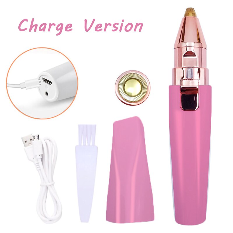 2 In 1 Elektrische Wenkbrauw Trimmer Pijnloos Epilator Vrouwen Draagbare Mini Scheerapparaat Make-Up Wenkbrauw Trimmen Wasbare: A