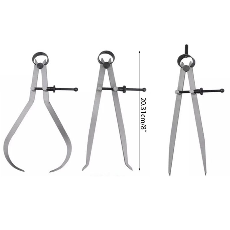 Spring Inside Outside Divider Caliper Set Measures 8 inch Machinist Tools 3-pack, 220mm Leg Length