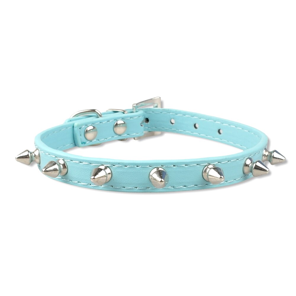 Cool Cat Dog Collar Cats Dog Leather Spiked Studded Collars For Small Medium Dogs Cats Chihuahua 5 Colors: Blue / S