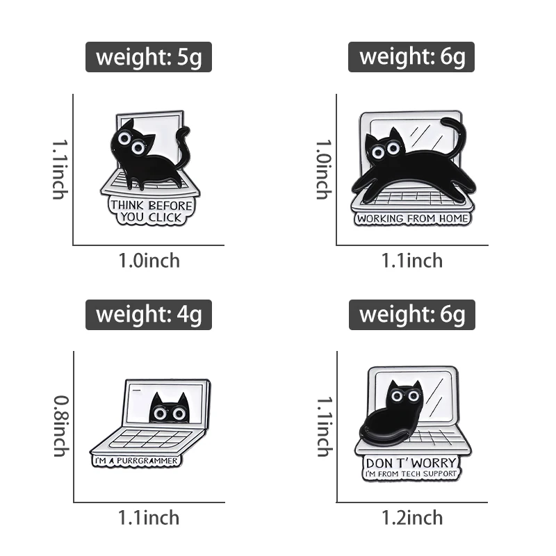 Alfileres esmaltados I'M A PURRGRAMMER, un gato informático que ama el trabajo, broches, insignia para solapa, mochila, Animal divertido, de joyería Punk