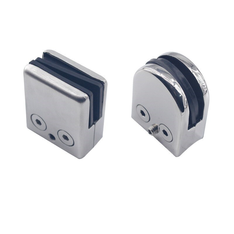 4Pcs Stainless Steel Square Clamp Holder Bracket Clip For Glass Shelf Handrails Silver