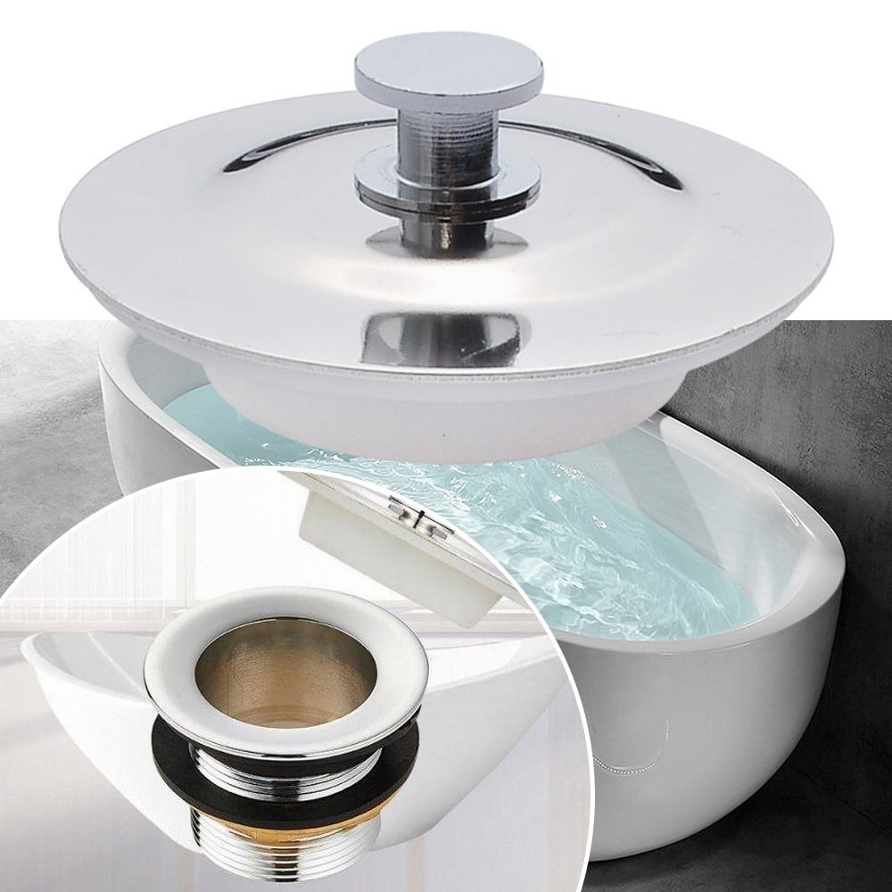 Universal badplugg i rostfritt stål mässingspackning 40mm handfatsplugg för 42mm hål/badrum/kökshandfat/reservdelar
