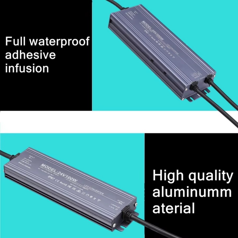 Waterproof Power Supply IP67 IP68 Lighting Transformer AC220V To DC 12V 24V LED Driver 100W 200W 300W 400W 500W Outdoor Adapter
