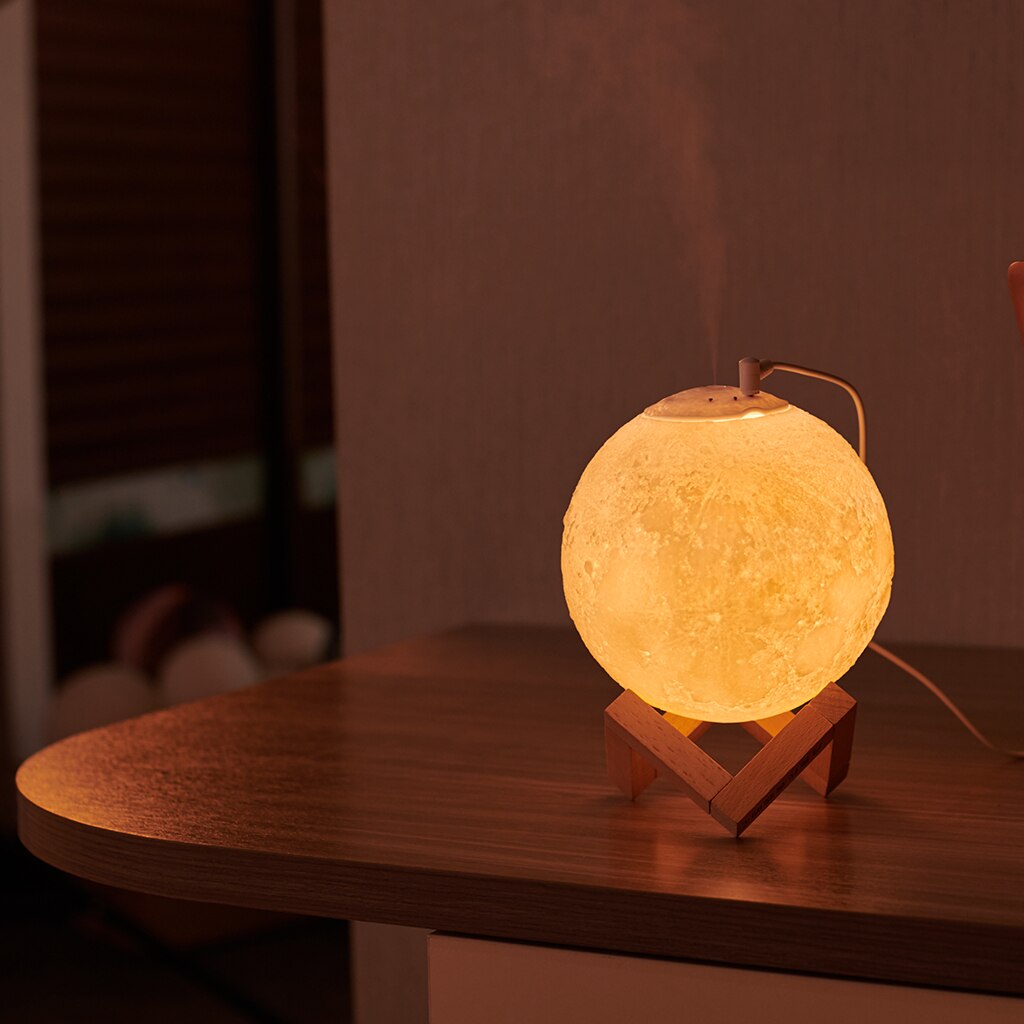 1xMist Hersteller USB Licht Aromatherapie Diffusor 3D Mond Lampe 880mL Aroma Luftbefeuchter