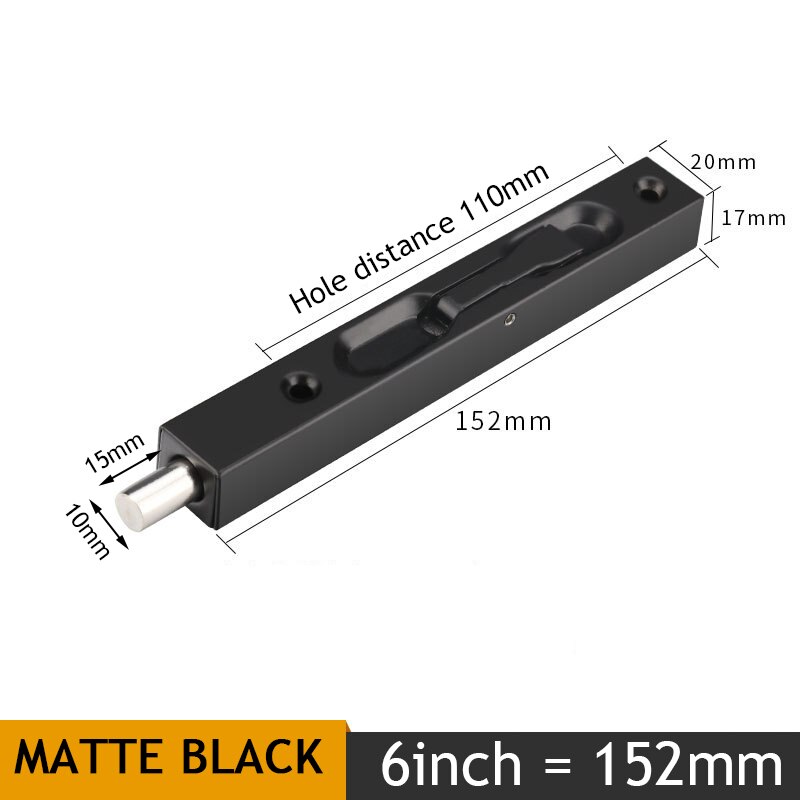 KAK 4/6/8/10 inch Stainless Steel Hidden Door Bolt Security Guard Door Latch Sliding Door Lock Bathroom Bolt Dust Proof Hardware: Black 6inch