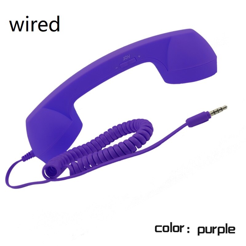 Wireless Retro Telefonhörer und Draht Strahlung-beweis Hörer Empfänger Kopfhörer für ein handy mit komfortable anruf: wired purple