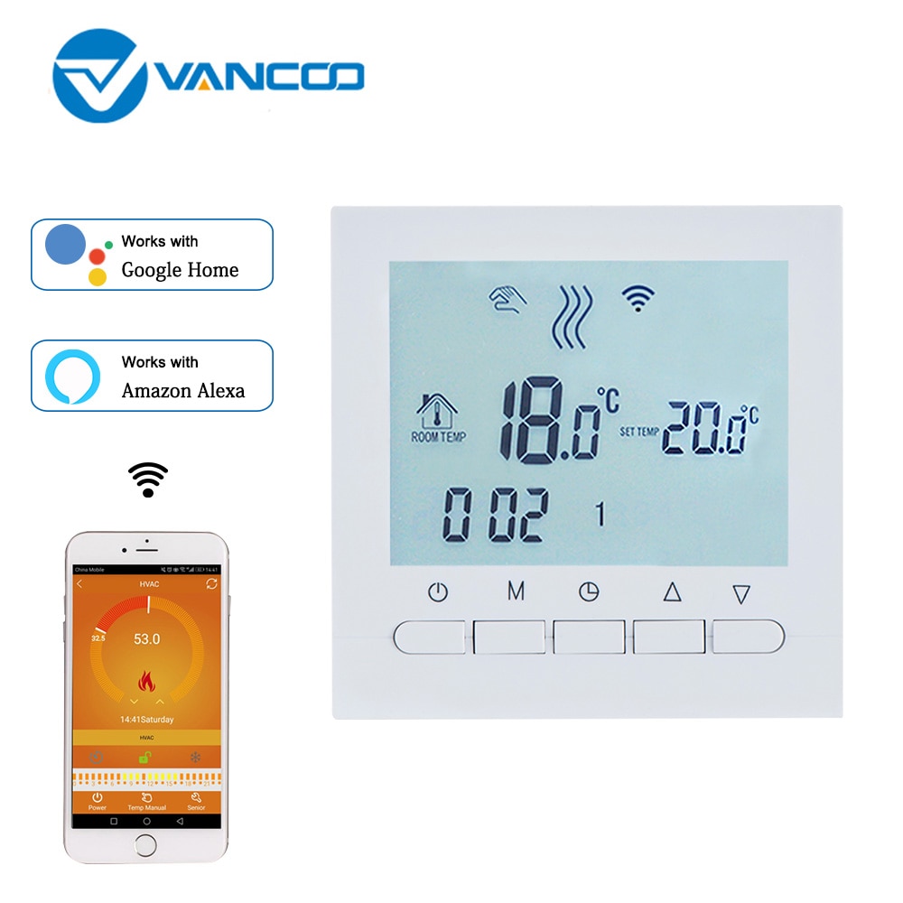 Vancoo Wifi Slimme Thermostaat 220V Voor Gas Boiler Verwarming Temperatuurregelaar Thermoregulator Werken Met Alexa Google Thuis