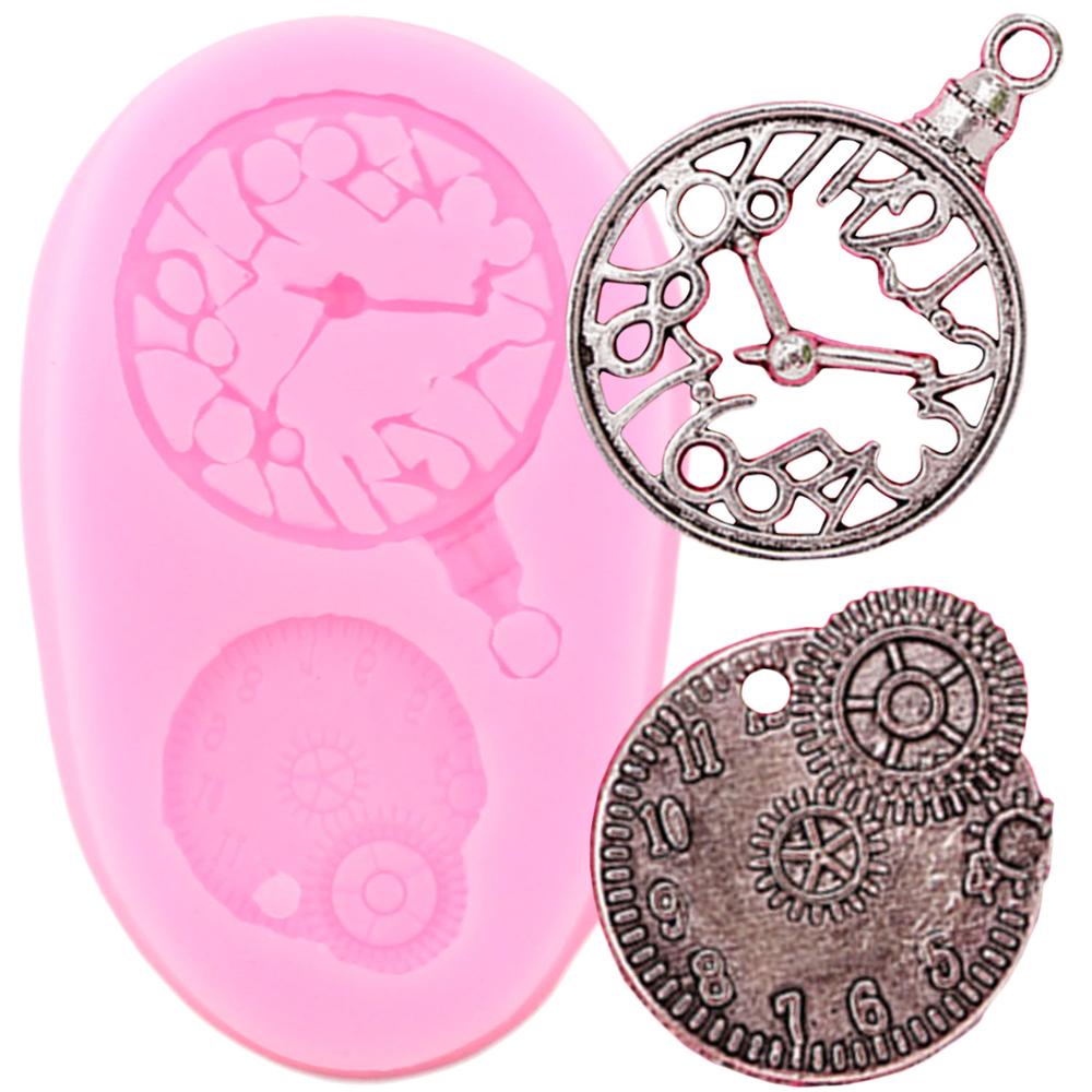 Moldes de silicone para borda de bolo, molde de relógio para borda de bolo, forma de fondant, ferramentas de decoração de bolos, argila doce, moldes de chocolate