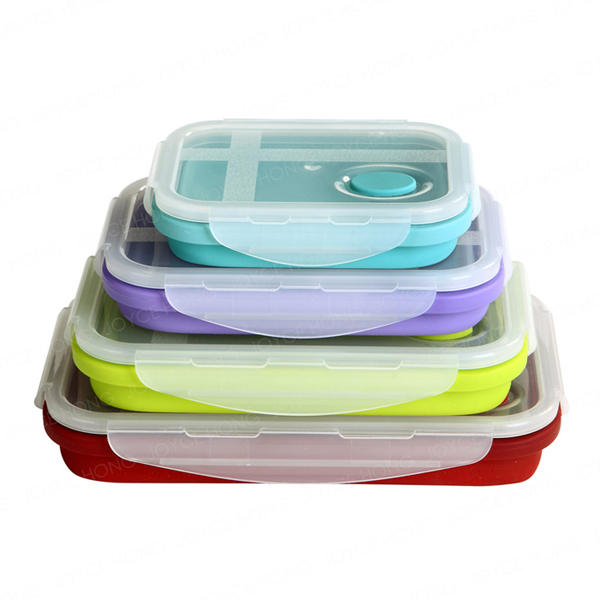 Silicone Folding Box Collapsible Lunch Box Container: Set of 4pcs