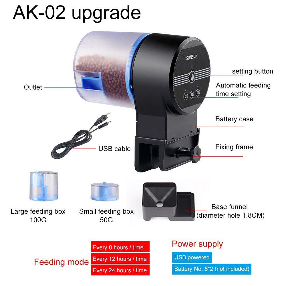 Visvoeder wifi programmeerbaar aquarium automatische visvoer dispenser voor aquarium elektronische timer voederautomaat 3 maaltijden: Ak -02