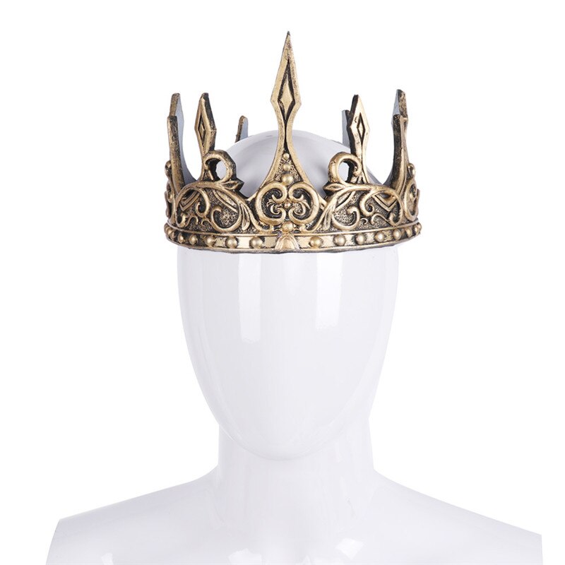 Corona de reyes medievales de espuma de PU 3D, rey Medieval, tocados de Corona real, tocado antiguo, Corona vikinga, Hombre, traje de rey Up: Dorado