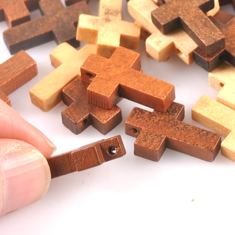 Cuentas cruzadas de madera para manualidades, suministros para manualidades DIY, adorno colgante, colgante, para niños, decoración de madera sin terminar, artes y manualidades, 50 Uds., m2575