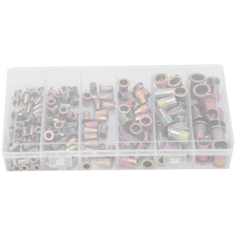 Kit de tuercas de remache de acero al carbono galvanizado tuerca de remache mezcla M3/4/5/6/8/10 inserte Nutserts Kit surtido adecuado para el ajuste de