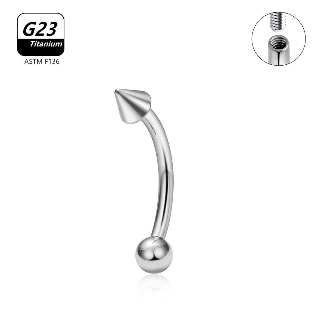 G23 titanio ASTM-F136 Piercings ceja hilo interno Piercings de cejas joyería del cuerpo para mujeres pendiente de circón: Gris / Chapado en cobre envejecido