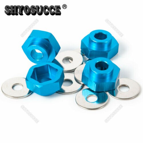 Shyosucce 4 stk metal 12mm to 17mm hjul hex hub adapter konverteringsudvidelse til 1:10 rc crawler bil: Blå