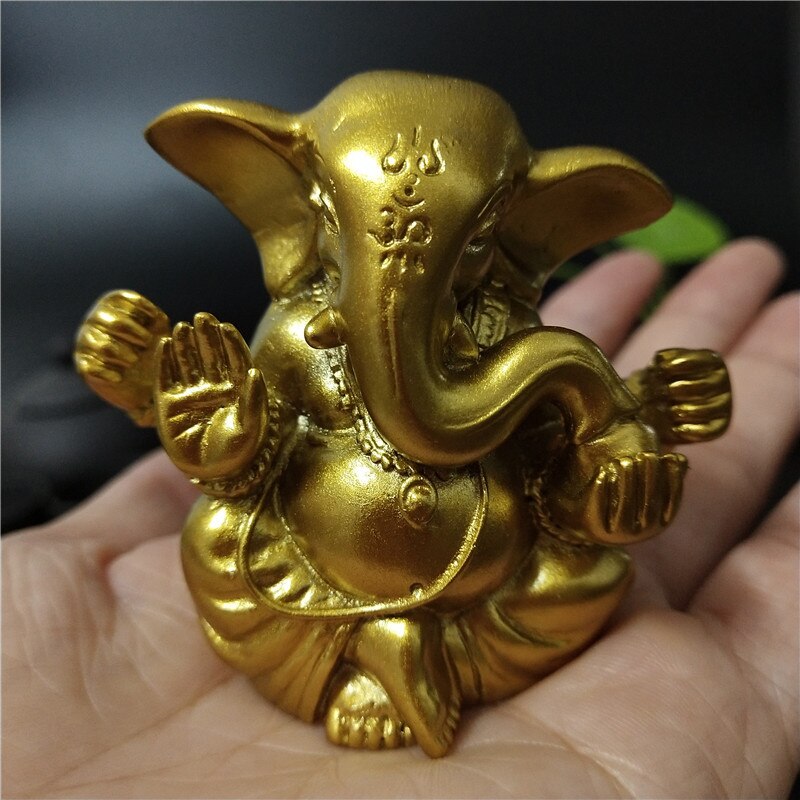 Gyllene elefant gud lord ganesha buddha staty indisk ganesh skulptur figurer ornament hem trädgård buddha dekoration statyer