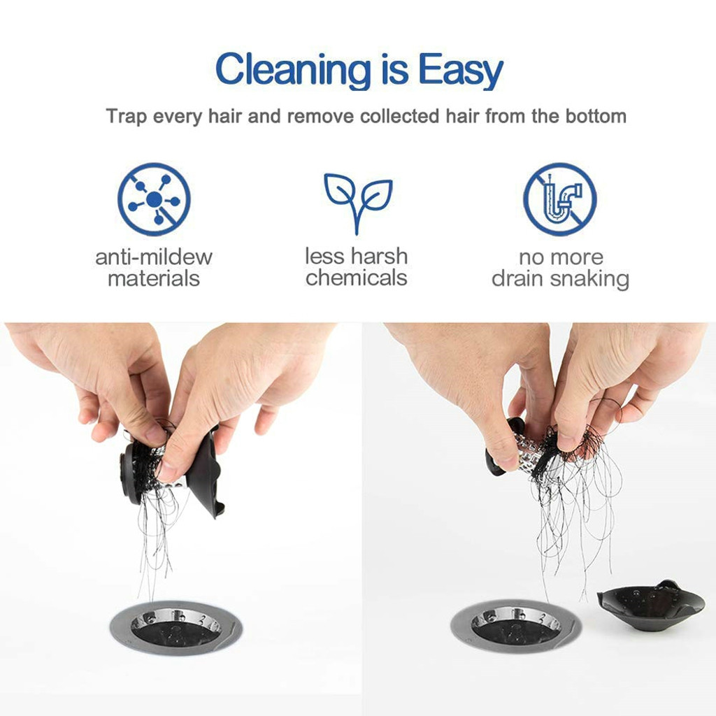 Bathtub Stopper Hair Catcher for Shower Drain 2 in 1 Prevent Hair Clogs Black Hair Catcher Sealing Rings Kitchen Accessories