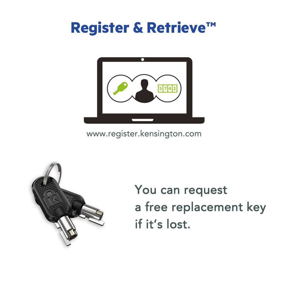 Kensington Original N17 Keyed Laptop Lock for Dell Devices 1.8m Carbon Steel Cable with Wedge-Shaped Security Slot K64440