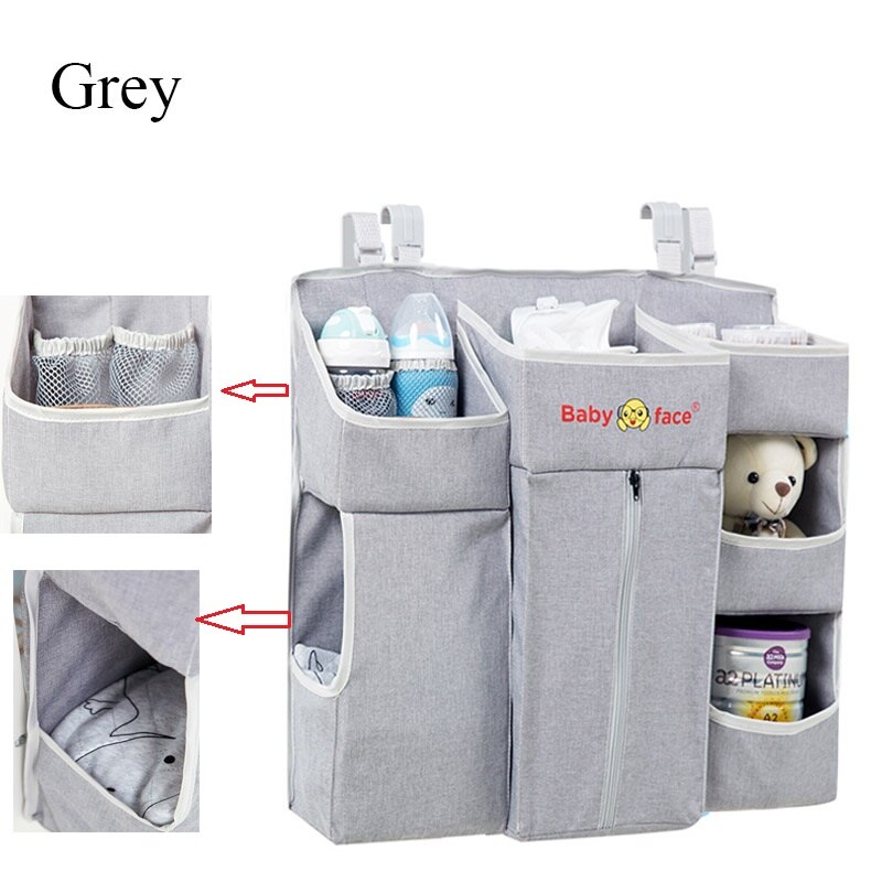 Multi-Function Hanging Foldable Baby Bed Organizer Nursing Storage Bag Holder Diaper Stacker Portable Dual Layer Baby Bed Set