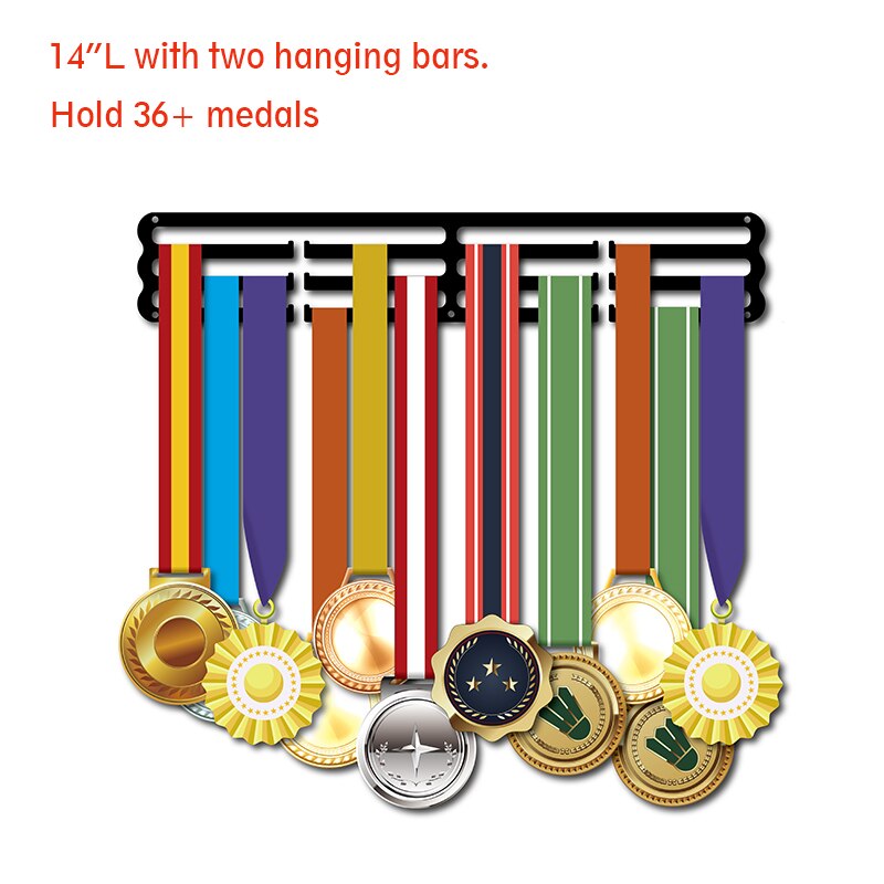 Heavy duty medalje bøjle sports medalje display bøjle medalje holder til løb, cykling, svømning, marathon medaljer: Almindelig bøjle -3 stænger