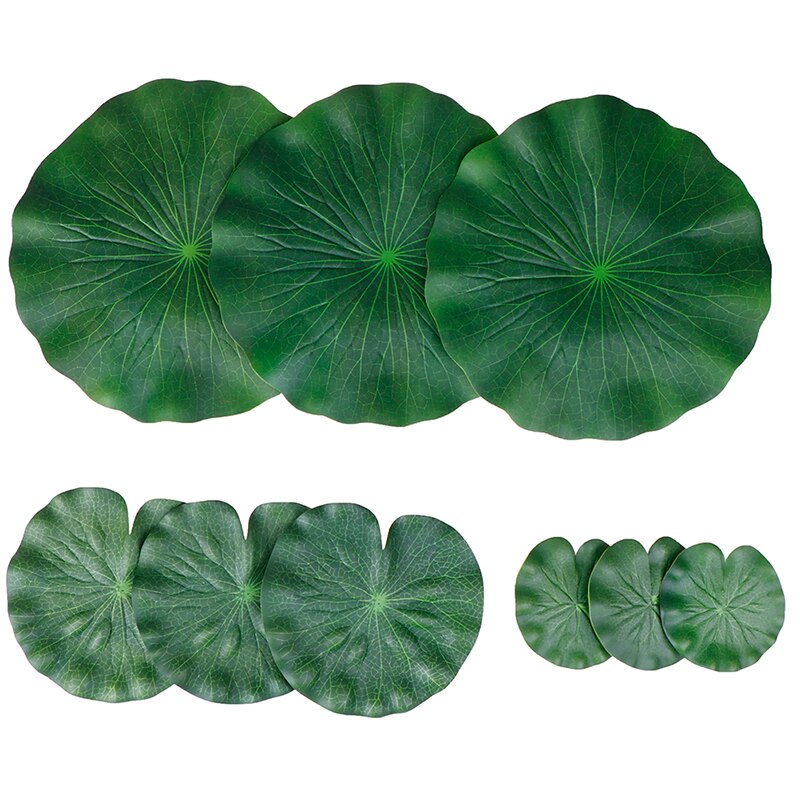 Pack Van 9 Kunstmatige Drijvende Schuim Lotus Bladeren Waterlelie Pads Ornamenten Groen | Perfect Voor Patio Koi Vijver zwembad Aquariu